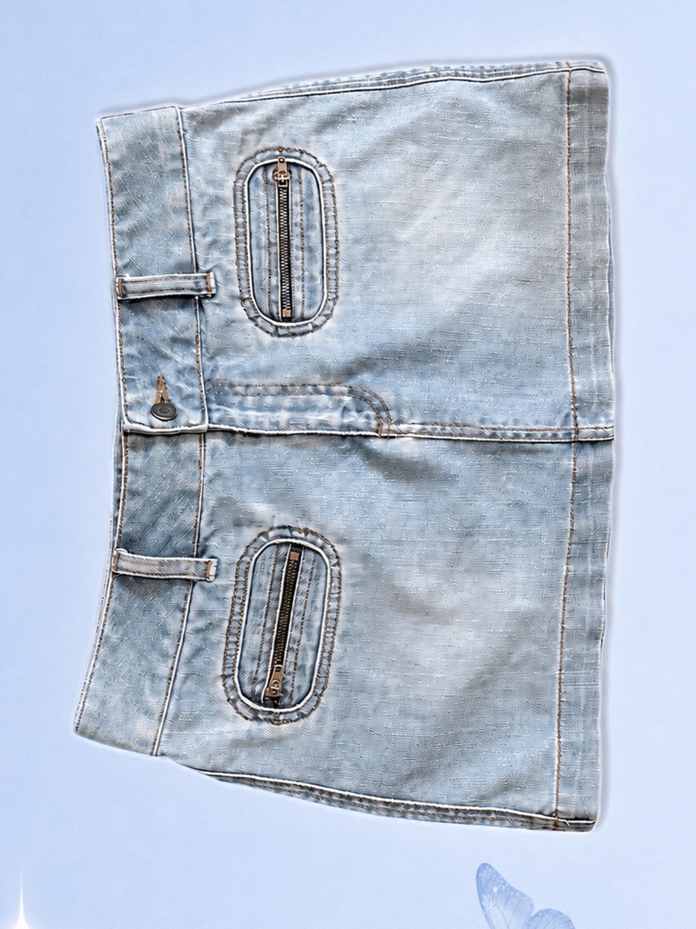 Vintage Y2K American Eagle Outfitters Light Blue Denim Mini Skirt